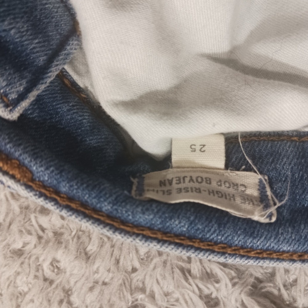 Madewell The High-Rise Slim Crop Boyjean Womens Size 25 Blue Denim Jeans - Picture 3 of 9